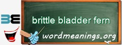 WordMeaning blackboard for brittle bladder fern